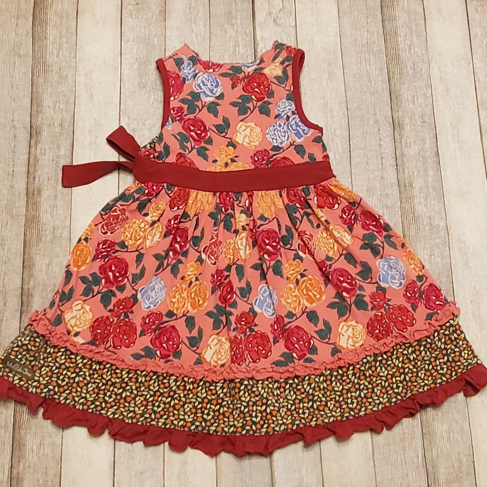 Matilda Jane Choose Your Own Path Floral Ruffle Sleeveless Bow Dress Size 4 - Picture 2 of 5